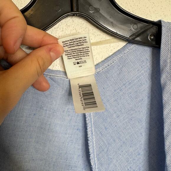 2/$25 Time & Tru Blue Embroidered Hem Feminine Boho Lightweight Floral Kimono - Picture 10 of 10